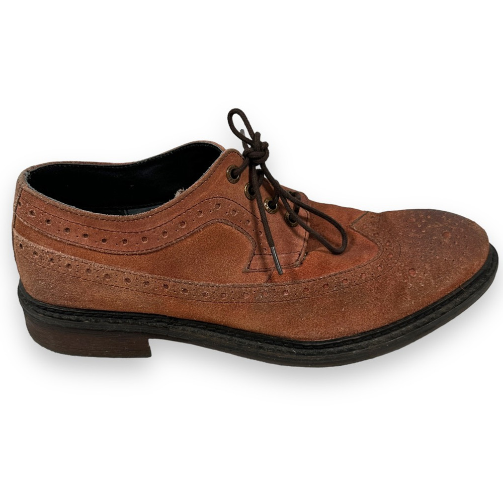 Frank Wright Baird Derby Dress Shoes Mens 12 Brown Suede‎ Wingtip Brogue Lace Up